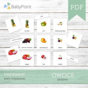 OWOCE - Karty edukacyjne trójdzielne 14 x 14 - 10 szt