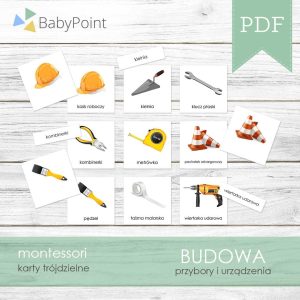 BUDOWA - Karty edukacyjne trójdzielne 14 x 14 - 10 szt