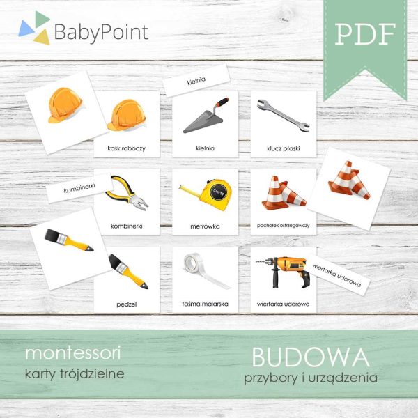 BUDOWA - Karty edukacyjne trójdzielne 14 x 14 - 10 szt