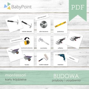 BUDOWA - Karty edukacyjne trójdzielne 14 x 14 - 100 szt