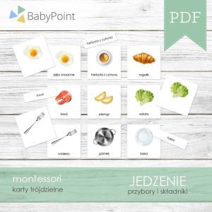 JEDZENIE - Karty edukacyjne trójdzielne 14 x 14 - 10 szt
