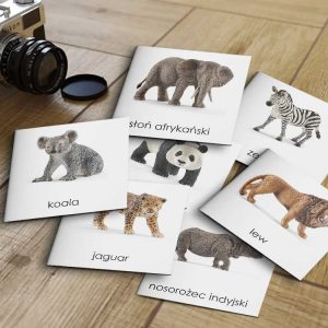 ZWIERZĘTA DZIKIE SCHLEICH - Karty edukacyjne trójdzielne 14 x 14