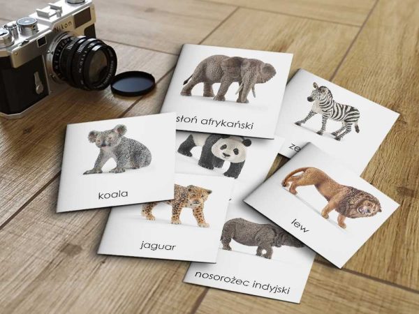 ZWIERZĘTA DZIKIE SCHLEICH - Karty edukacyjne trójdzielne 14 x 14