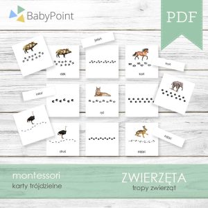 TROPY ZWIERZĄT - Karty edukacyjne trójdzielne 14 x 14 - 10 szt
