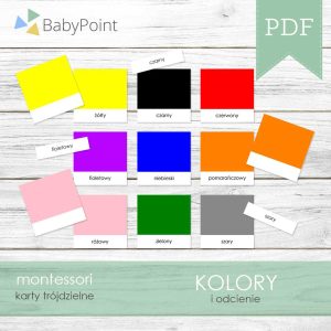 KOLORY - Karty edukacyjne trójdzielne 14 x 14 - 10 szt