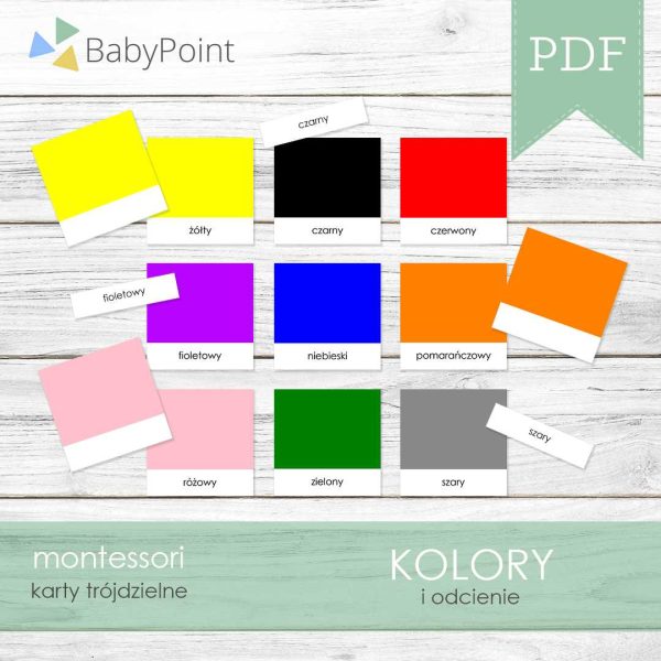 KOLORY - Karty edukacyjne trójdzielne 14 x 14 - 10 szt