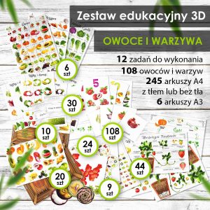 OWOCE I WARZYWA - Zestaw edukacyjny 3D