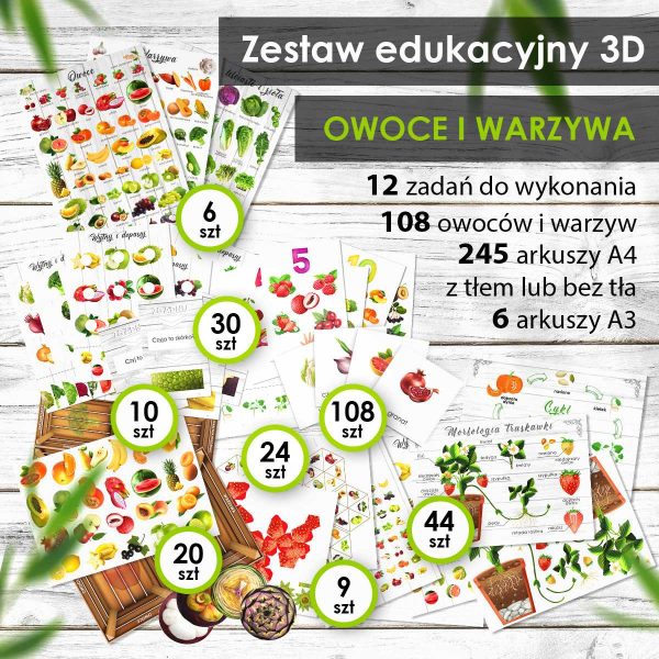 OWOCE I WARZYWA - Zestaw edukacyjny 3D