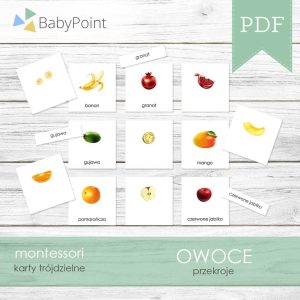 OWOCE - Przekroje - Karty edukacyjne trójdzielne 14 x 14 - 10 szt