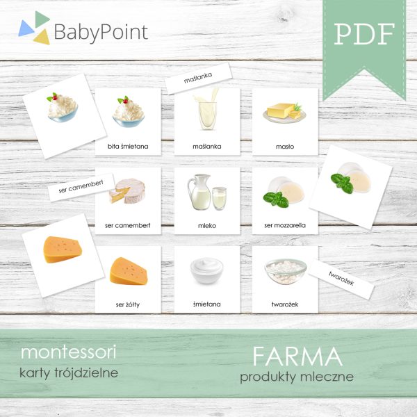 FARMA - Produkty mleczne - Karty edukacyjne trójdzielne - 12 szt