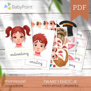 TWARZ I EMOCJE - Zestaw edukacyjny - Magnetbook - Lamibook - 2D