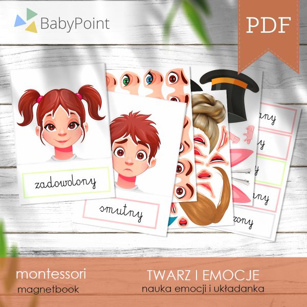 TWARZ I EMOCJE - Zestaw edukacyjny - Magnetbook - Lamibook - 2D