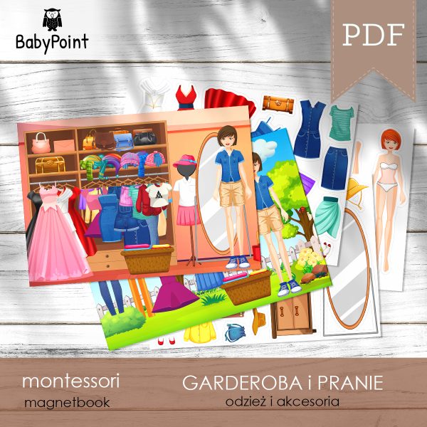 GARDEROBA I PRANIE - Zestaw edukacyjny - Magnetbook - Lamibook - 2D