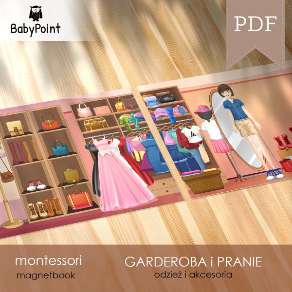 GARDEROBA I PRANIE - Zestaw edukacyjny - Magnetbook - Lamibook - 2D