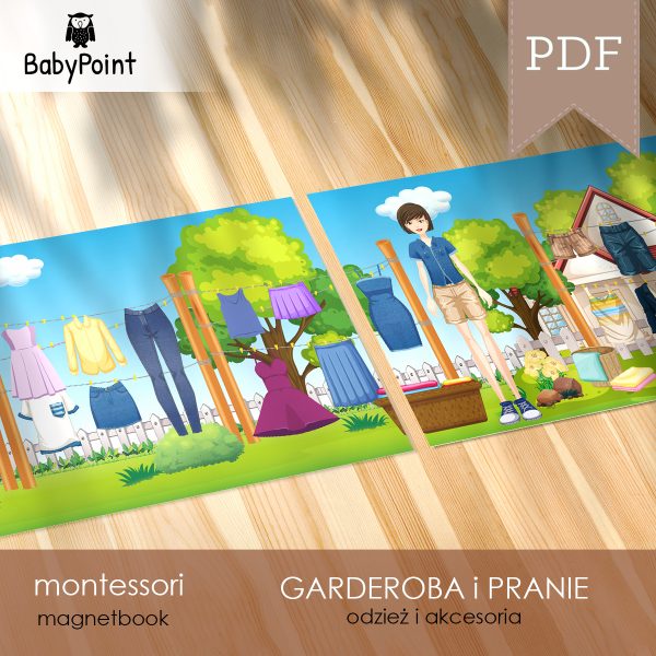 GARDEROBA I PRANIE - Zestaw edukacyjny - Magnetbook - Lamibook - 2D