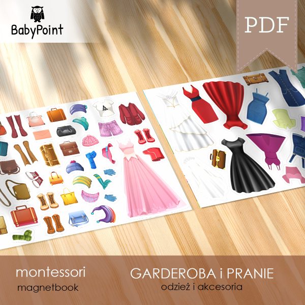 GARDEROBA I PRANIE - Zestaw edukacyjny - Magnetbook - Lamibook - 2D