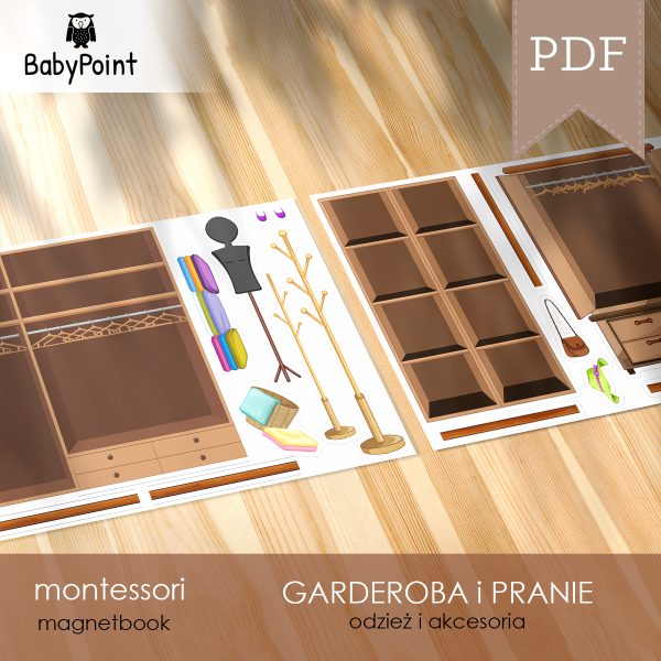 GARDEROBA I PRANIE - Zestaw edukacyjny - Magnetbook - Lamibook - 2D